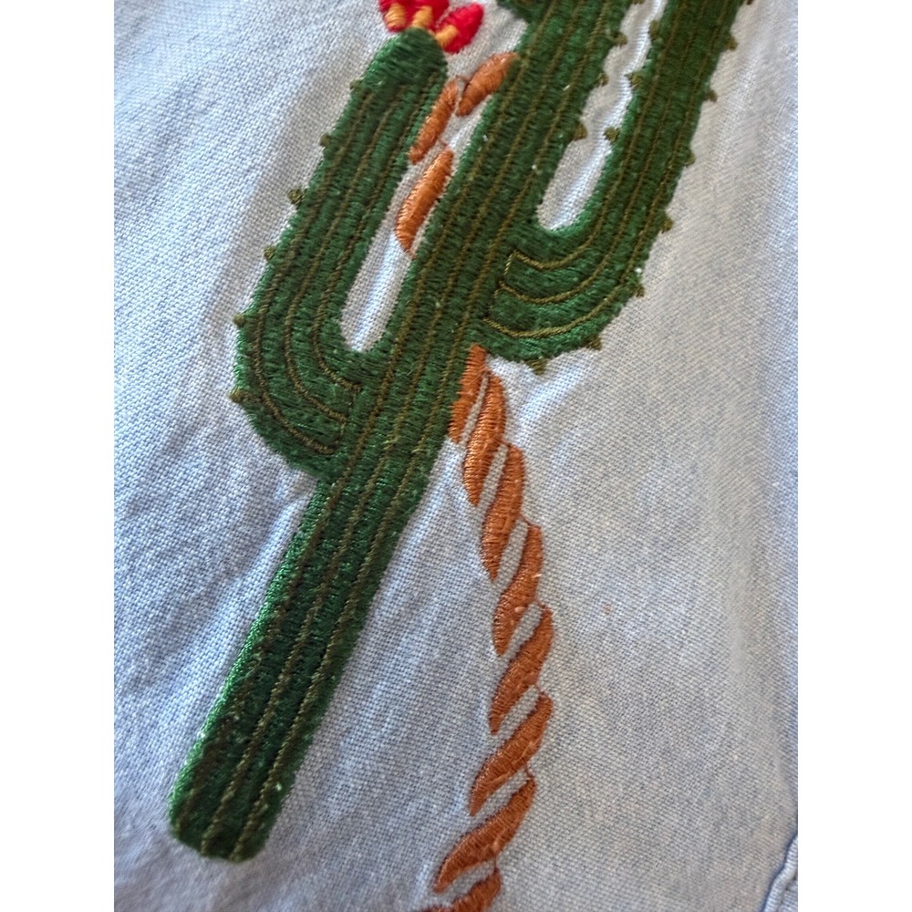 Vintage Western Denim Button Down Shirt Embroidered Cowboy Boots Cactus Sz 14 - Picture 3 of 8
